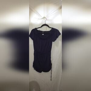 Privy Navy Off Shoulder Romper w/ Drawstring Sides M